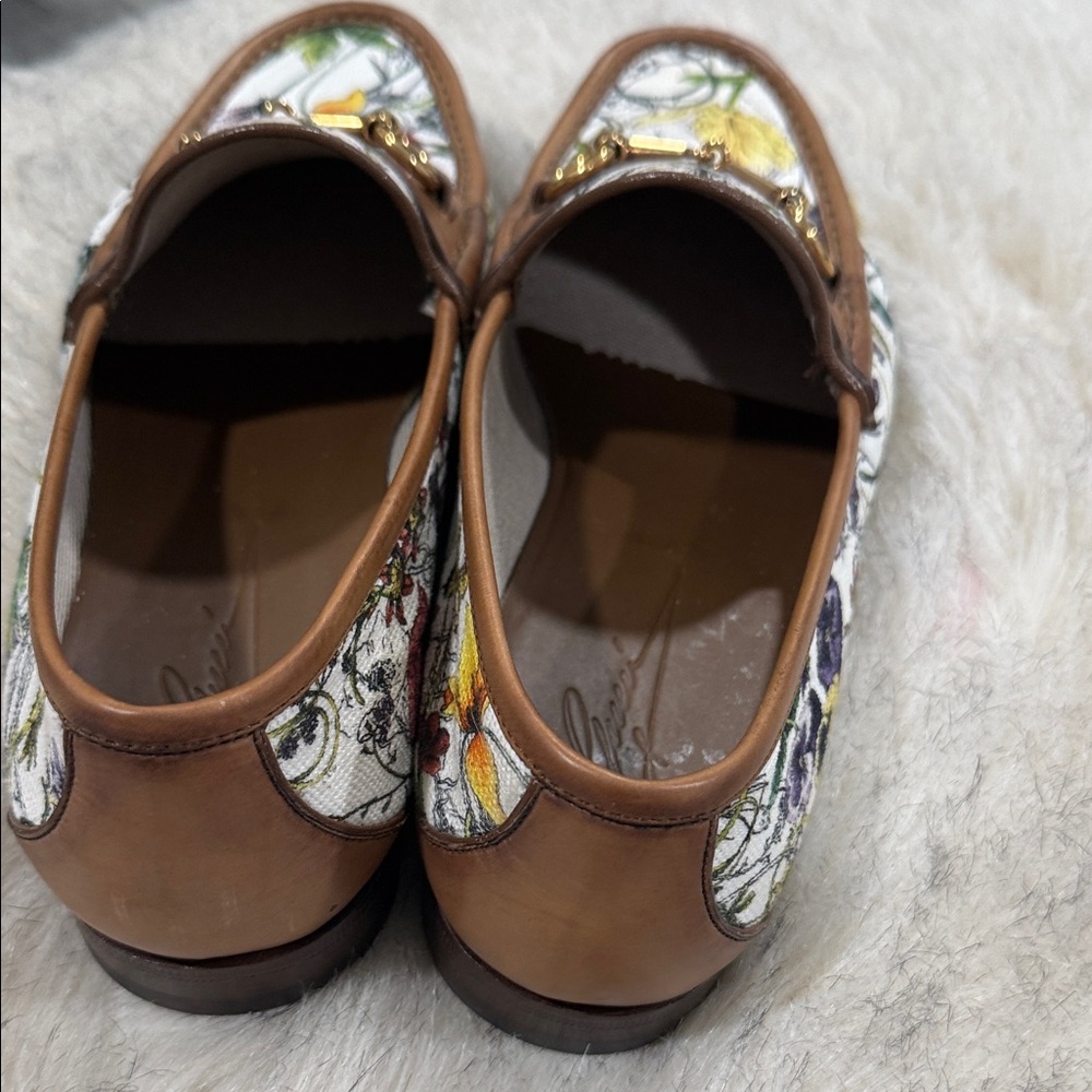 Gucci Floral Print Men's Oxfords with Gold Detail - Picture 4 of 6
